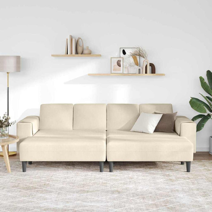 Sofa din material textil cu pernă Crem 208 cm Țesătură de catifea - WALTI WALTI