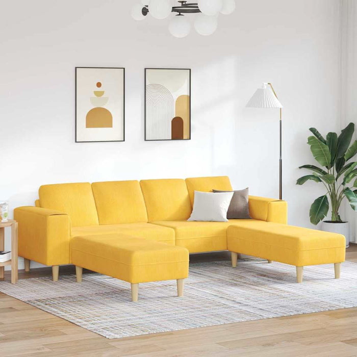 Sofa din material textil Galben Deschis Țesătură de catifea - WALTI WALTI