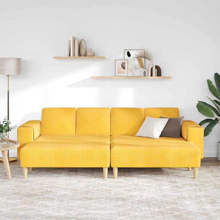 Sofa din material textil Galben Deschis Țesătură de catifea - WALTI WALTI
