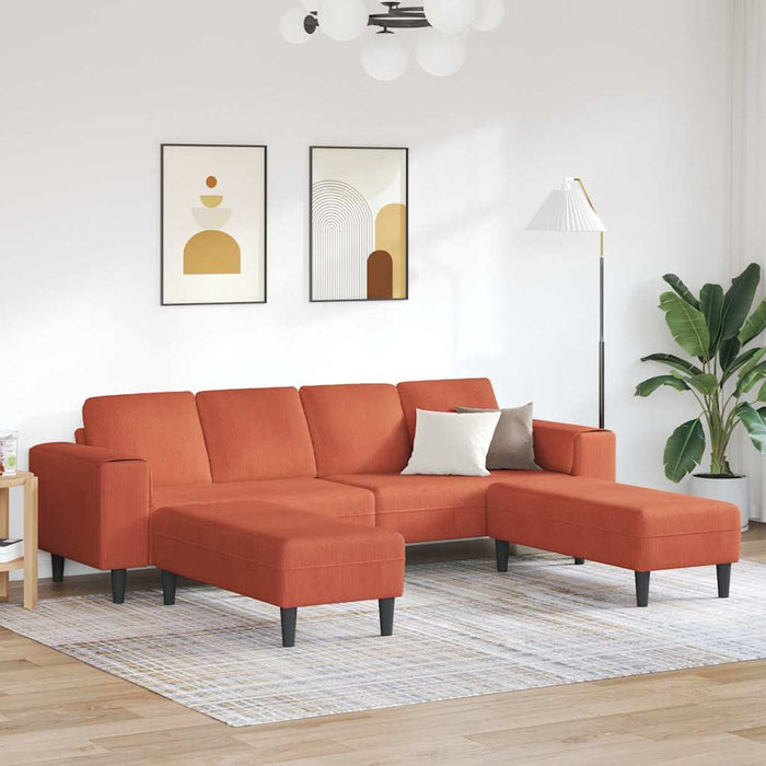 Sofa din material textil Roșu portocalie 208 cm Țesătură de catifea - WALTI WALTI