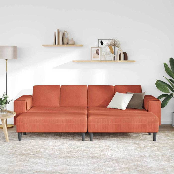 Sofa din material textil Roșu portocalie 208 cm Țesătură de catifea - WALTI WALTI