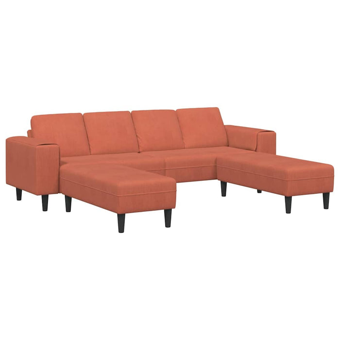 Sofa din material textil Roșu portocalie 208 cm Țesătură de catifea - WALTI WALTI