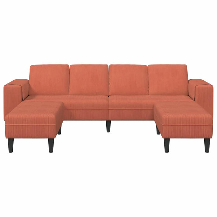 Sofa din material textil Roșu portocalie 208 cm Țesătură de catifea - WALTI WALTI