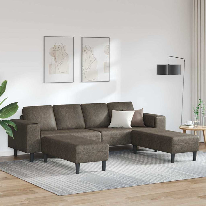 Set de canapea 3 pcs Gri închis Piele ecologică de suede - WALTI WALTI
