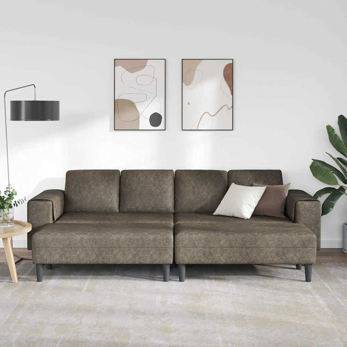 Set de canapea 3 pcs Gri închis Piele ecologică de suede - WALTI WALTI