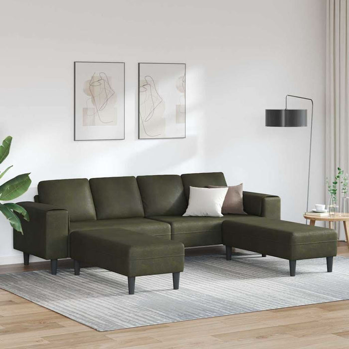 Set de canapea 3 pcs Verde militar Piele ecologică de suede - WALTI WALTI