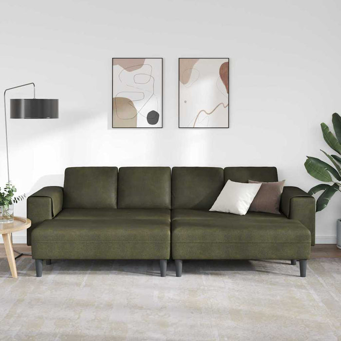 Set de canapea 3 pcs Verde militar Piele ecologică de suede - WALTI WALTI