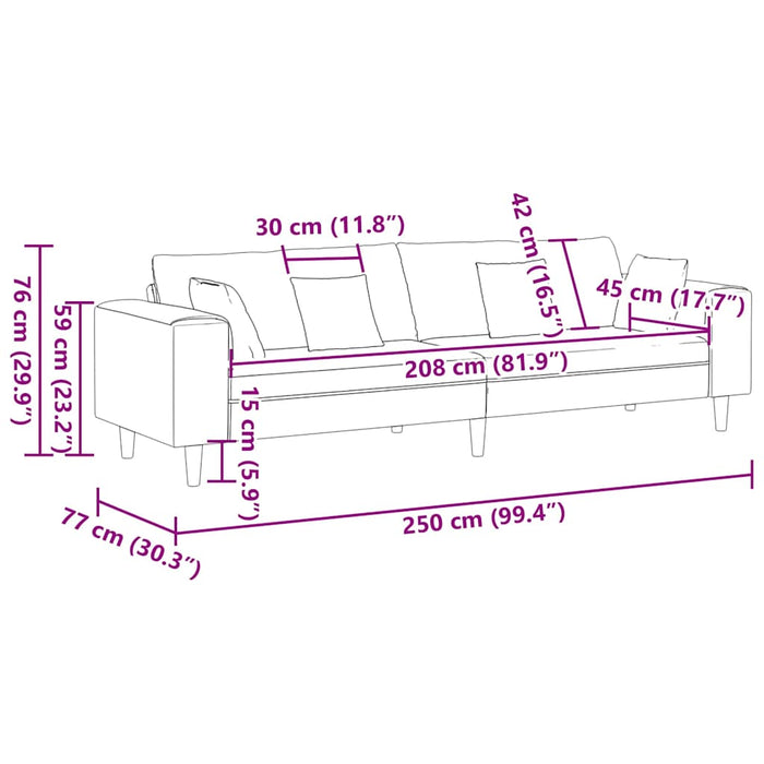 Sofa din material textil cu pernă Gri nori 208 cm țesătură - WALTI WALTI