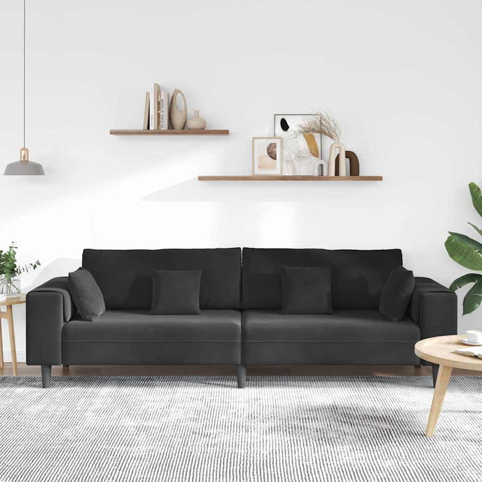Canapea din catifea cu pernă Negru 208 cm Catifea - WALTI WALTI