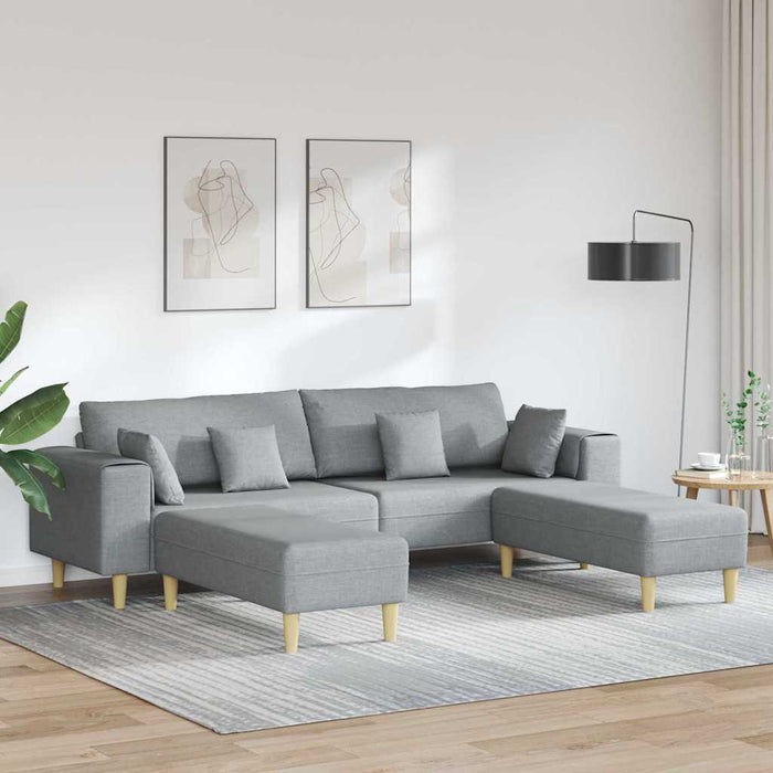 Sofa din material textil cu pernă 3 pcs Gri deschis 208 cm țesătură - WALTI WALTI