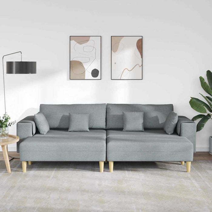 Sofa din material textil cu pernă 3 pcs Gri deschis 208 cm țesătură - WALTI WALTI