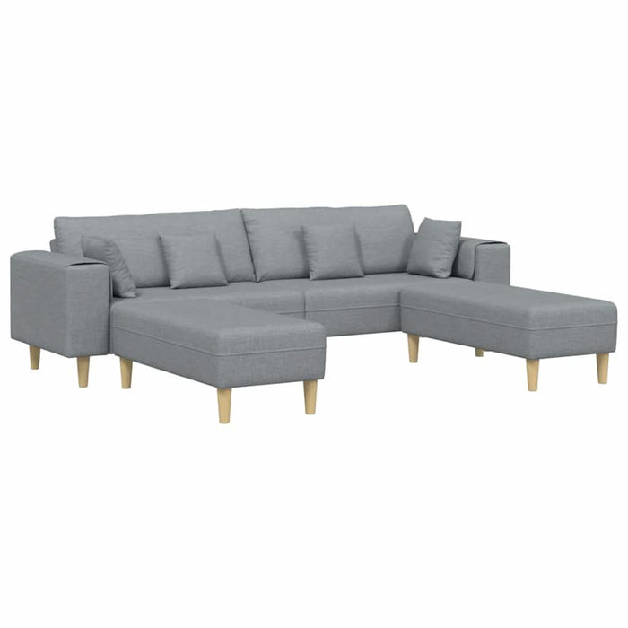 Sofa din material textil cu pernă 3 pcs Gri deschis 208 cm țesătură - WALTI WALTI