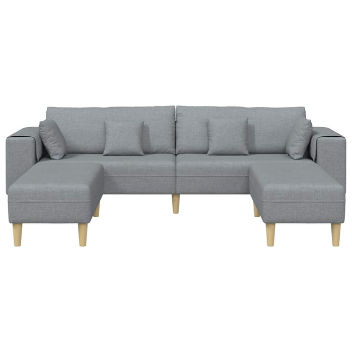 Sofa din material textil cu pernă 3 pcs Gri deschis 208 cm țesătură - WALTI WALTI