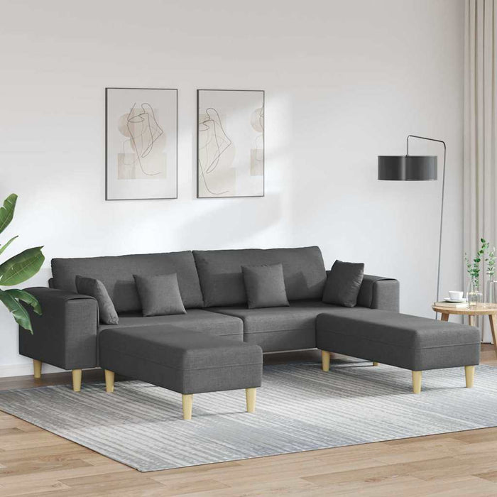 Sofa din material textil cu pernă 3 pcs Gri închis 208 cm țesătură - WALTI WALTI