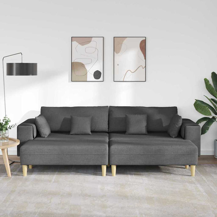 Sofa din material textil cu pernă 3 pcs Gri închis 208 cm țesătură - WALTI WALTI