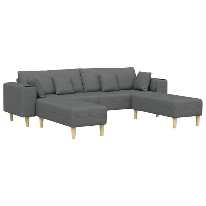 Sofa din material textil cu pernă 3 pcs Gri închis 208 cm țesătură - WALTI WALTI
