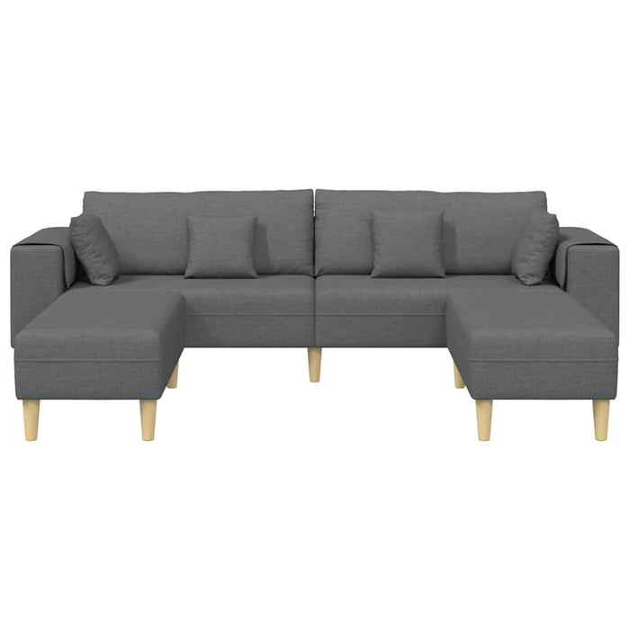 Sofa din material textil cu pernă 3 pcs Gri închis 208 cm țesătură - WALTI WALTI
