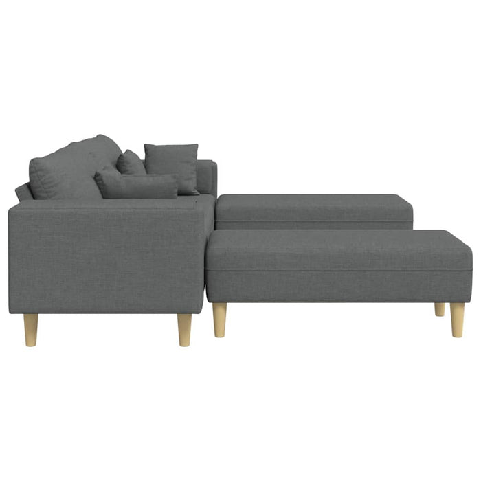 Sofa din material textil cu pernă 3 pcs Gri închis 208 cm țesătură - WALTI WALTI
