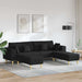 Sofa din material textil cu pernă 3 pcs Negru 208 cm țesătură - WALTI WALTI