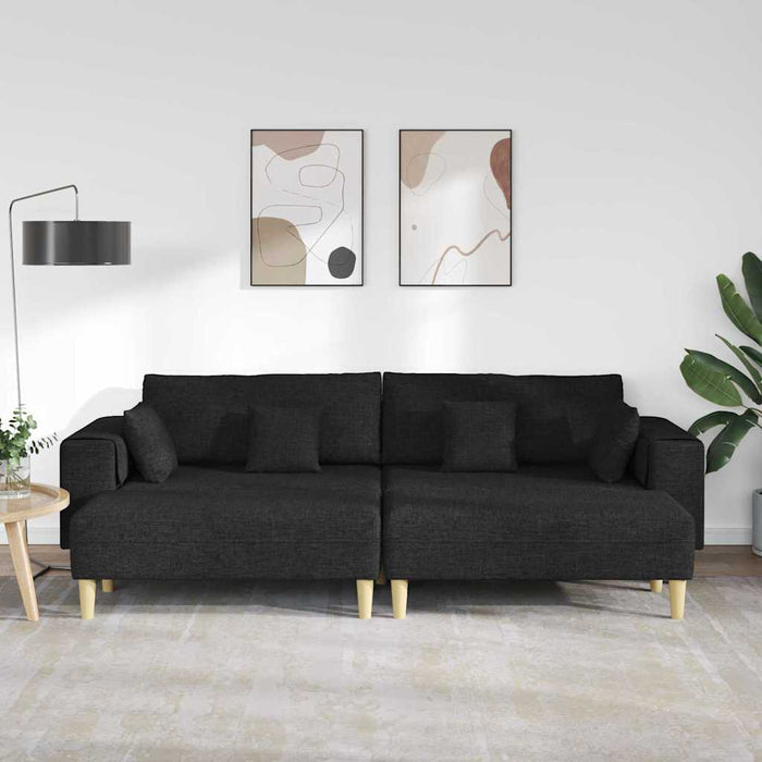 Sofa din material textil cu pernă 3 pcs Negru 208 cm țesătură - WALTI WALTI