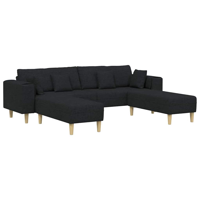Sofa din material textil cu pernă 3 pcs Negru 208 cm țesătură - WALTI WALTI