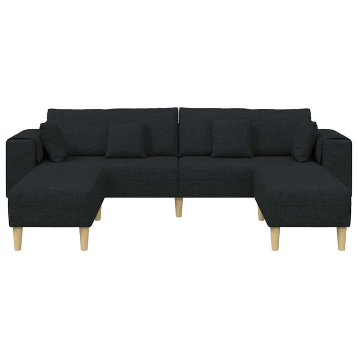 Sofa din material textil cu pernă 3 pcs Negru 208 cm țesătură - WALTI WALTI