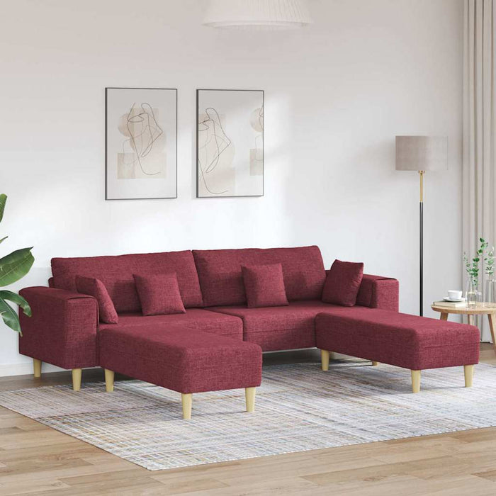 Sofa din material textil cu pernă 3 pcs Roșu Vin 208 cm țesătură - WALTI WALTI