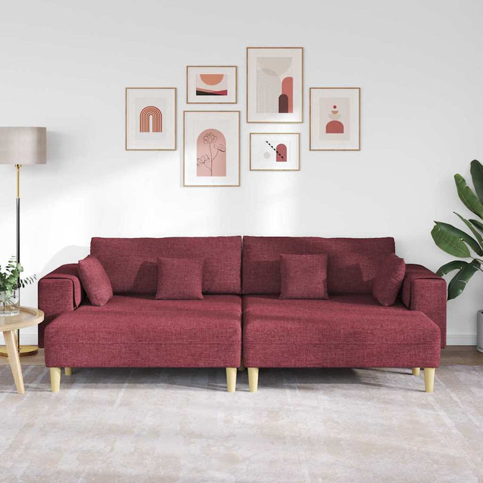 Sofa din material textil cu pernă 3 pcs Roșu Vin 208 cm țesătură - WALTI WALTI