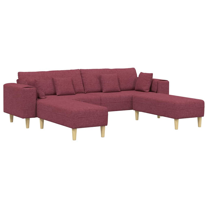 Sofa din material textil cu pernă 3 pcs Roșu Vin 208 cm țesătură - WALTI WALTI