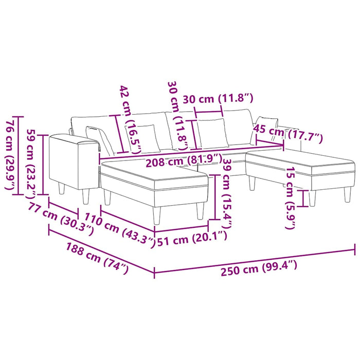 Sofa din material textil cu pernă 3 pcs Roșu Vin 208 cm țesătură - WALTI WALTI