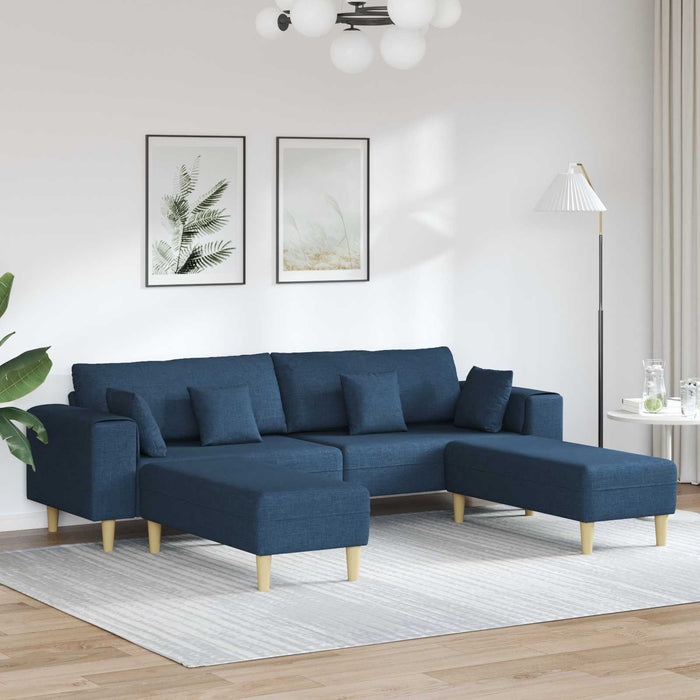 Canapea cu pernă 3 pcs albastru țesătură WALTI