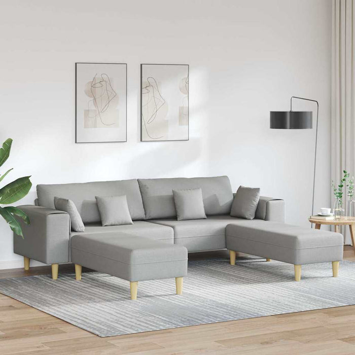 Sofa din material textil cu pernă 3 pcs Gri nori 208 cm țesătură - WALTI WALTI