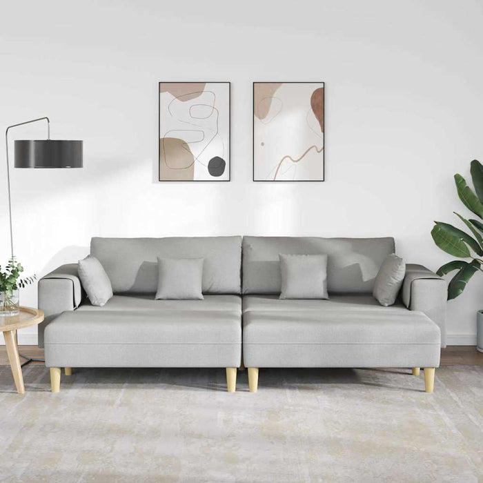 Sofa din material textil cu pernă 3 pcs Gri nori 208 cm țesătură - WALTI WALTI