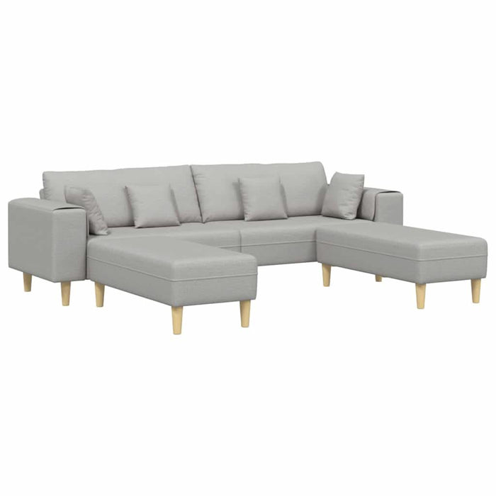 Sofa din material textil cu pernă 3 pcs Gri nori 208 cm țesătură - WALTI WALTI