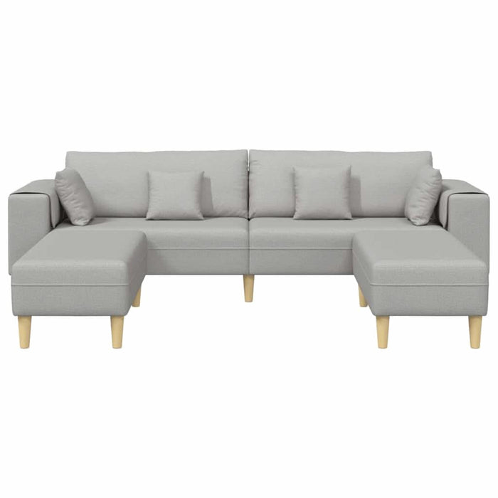Sofa din material textil cu pernă 3 pcs Gri nori 208 cm țesătură - WALTI WALTI