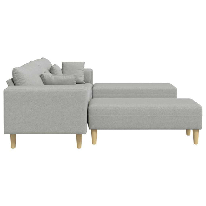 Sofa din material textil cu pernă 3 pcs Gri nori 208 cm țesătură - WALTI WALTI