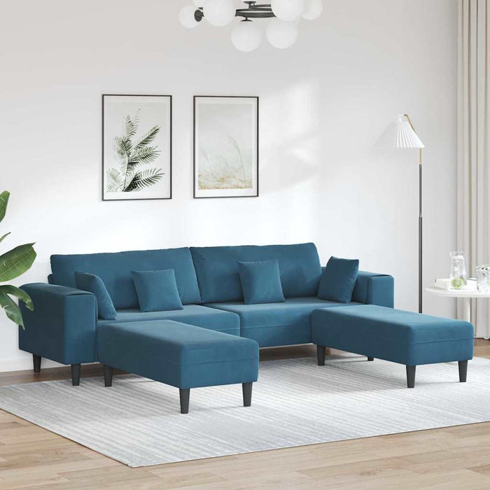 Canapea din catifea cu pernă 3 pcs albastru 208 cm Catifea - WALTI WALTI