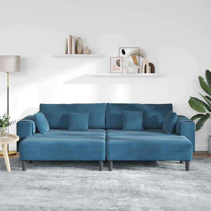 Canapea din catifea cu pernă 3 pcs albastru 208 cm Catifea - WALTI WALTI