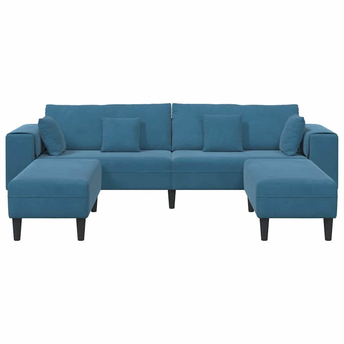 Canapea din catifea cu pernă 3 pcs albastru 208 cm Catifea - WALTI WALTI