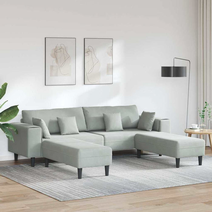 Canapea din catifea cu pernă 3 pcs Gri deschis 208 cm Catifea - WALTI WALTI