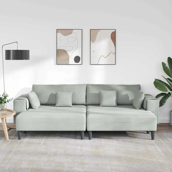 Canapea din catifea cu pernă 3 pcs Gri deschis 208 cm Catifea - WALTI WALTI