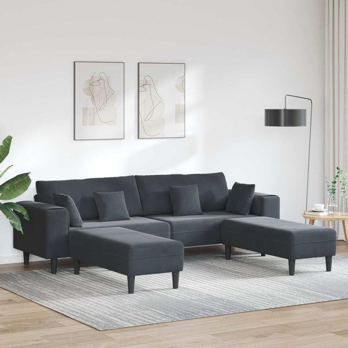 Canapea cu pernă 3 pcs Gri închis Catifea - WALTI WALTI