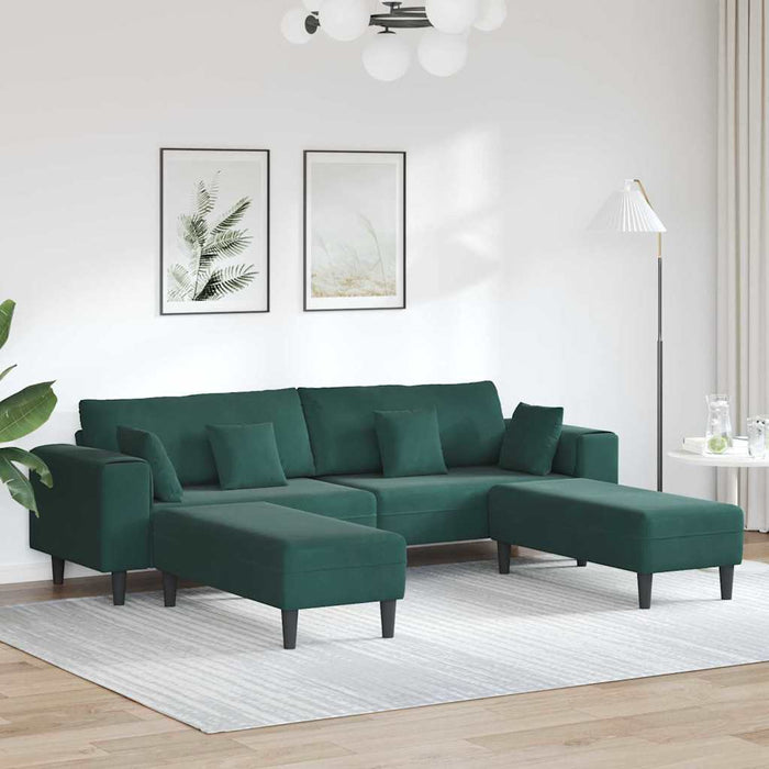 Canapea din catifea cu pernă 3 pcs Verde închis 208 cm Catifea - WALTI WALTI