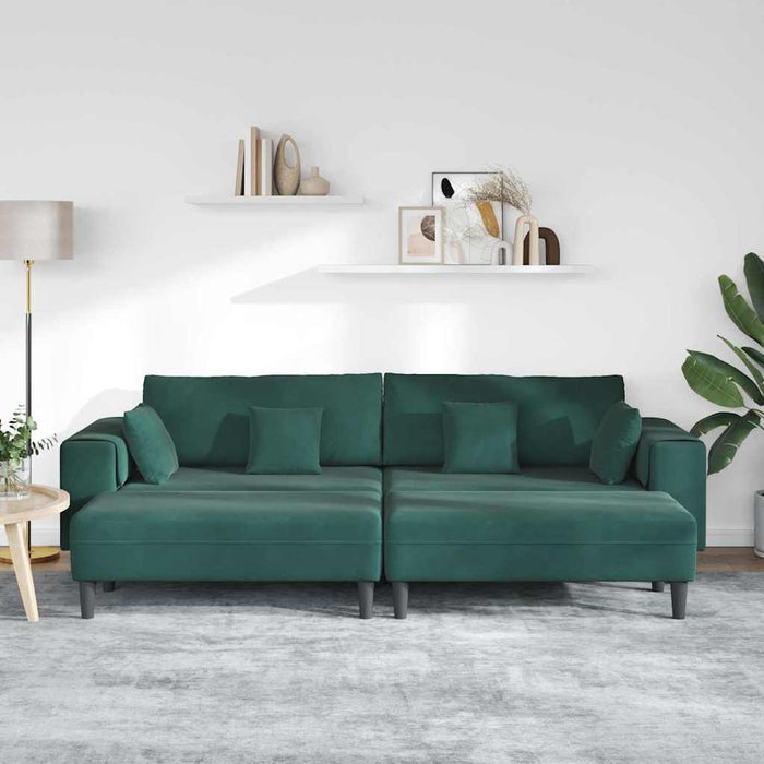 Canapea din catifea cu pernă 3 pcs Verde închis 208 cm Catifea - WALTI WALTI