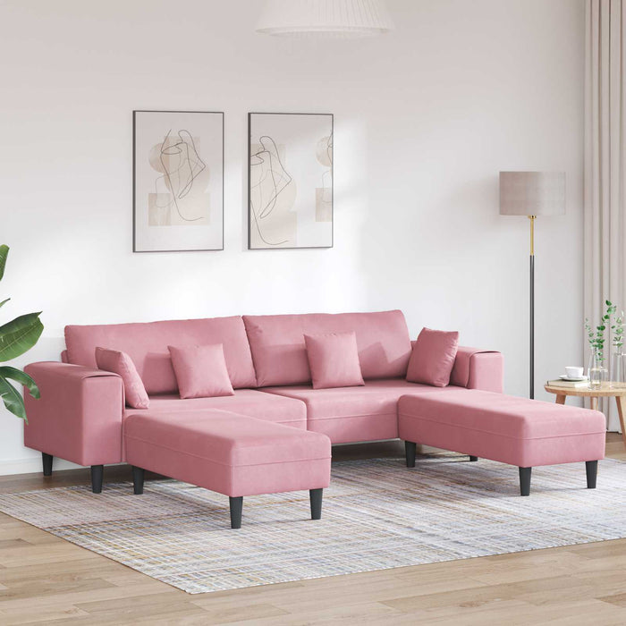 Canapea 3 pcs Roz 250 x 188 x 76 cm Catifea WALTI