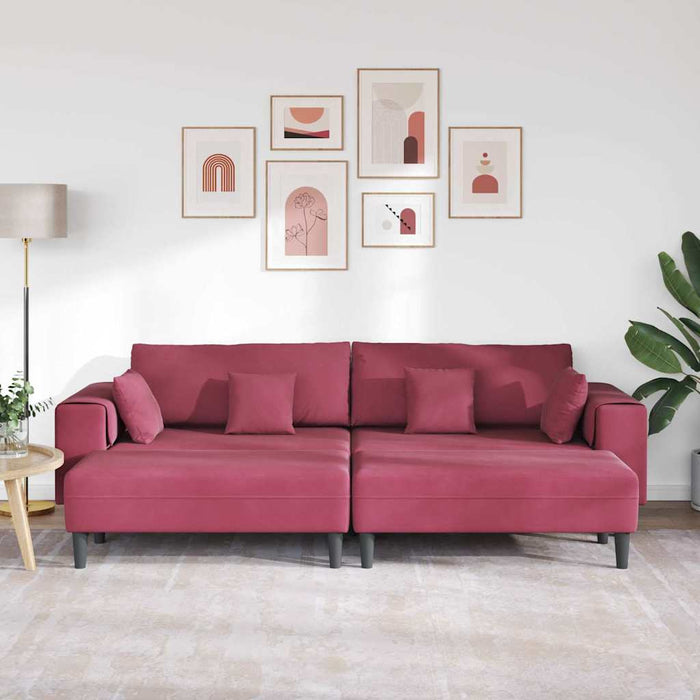 Canapea din catifea cu pernă 3 pcs Roșu Vin 208 cm Catifea - WALTI WALTI