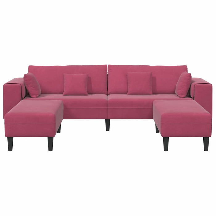 Canapea din catifea cu pernă 3 pcs Roșu Vin 208 cm Catifea - WALTI WALTI
