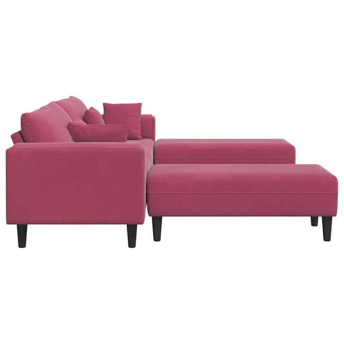 Canapea din catifea cu pernă 3 pcs Roșu Vin 208 cm Catifea - WALTI WALTI