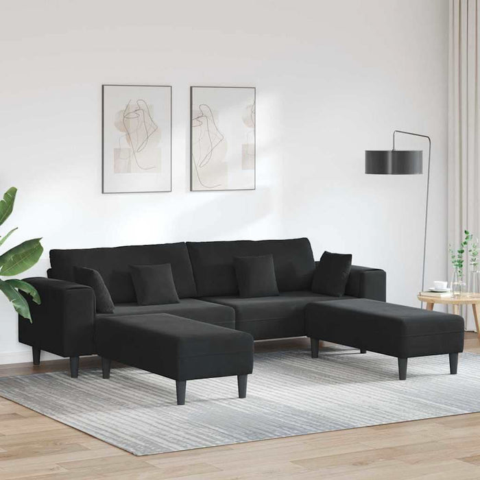 Canapea din catifea cu pernă 3 pcs Negru 208 cm Catifea - WALTI WALTI