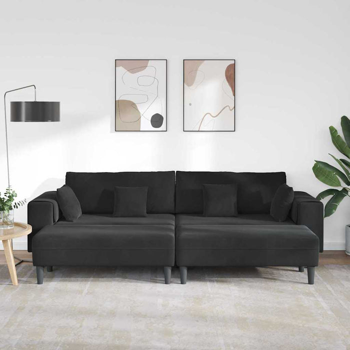 Canapea din catifea cu pernă 3 pcs Negru 208 cm Catifea - WALTI WALTI